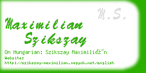 maximilian szikszay business card